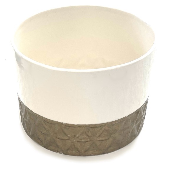 LARGE! Gold Accent Ceramic Vase - Flower Pot! - Picture 1 of 4